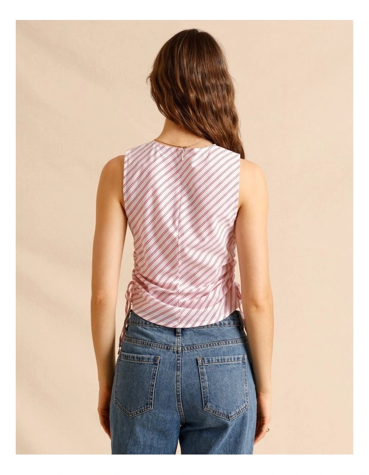 Lyocell Cotton Blend Ruched Tie Side Tank in Raspberry image 6