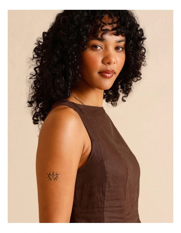 European Linen Square Neckline Top in Chocolate image 5