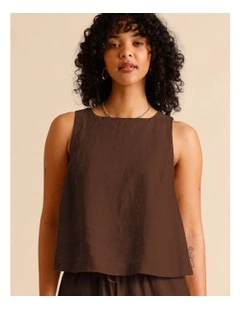 European Linen Square Neckline Top in Oatmeal