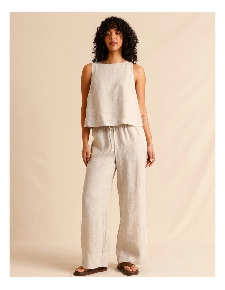 European Linen Square Neckline Top in Oatmeal image 2