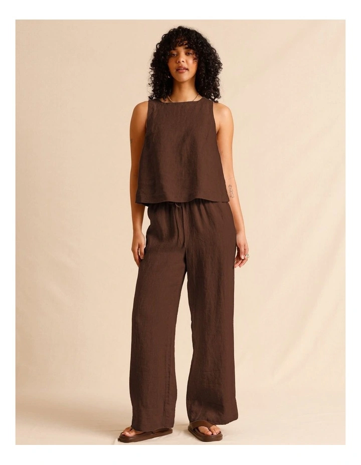 European Linen Square Neckline Top in Oatmeal image 2