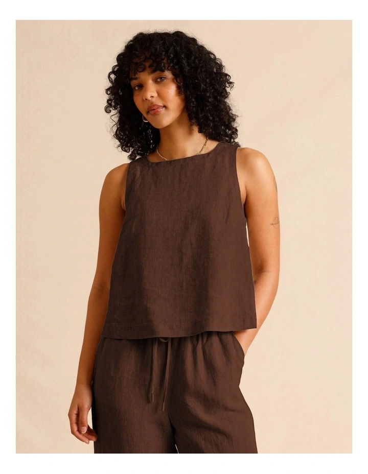 European Linen Square Neckline Top in Oatmeal image 3