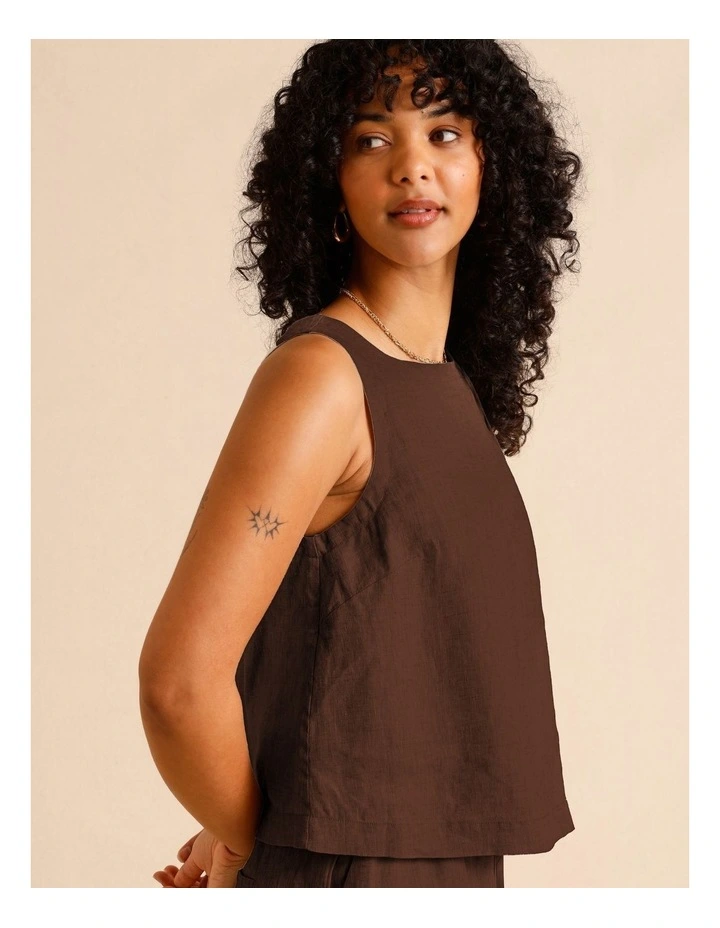 European Linen Square Neckline Top in Oatmeal image 4