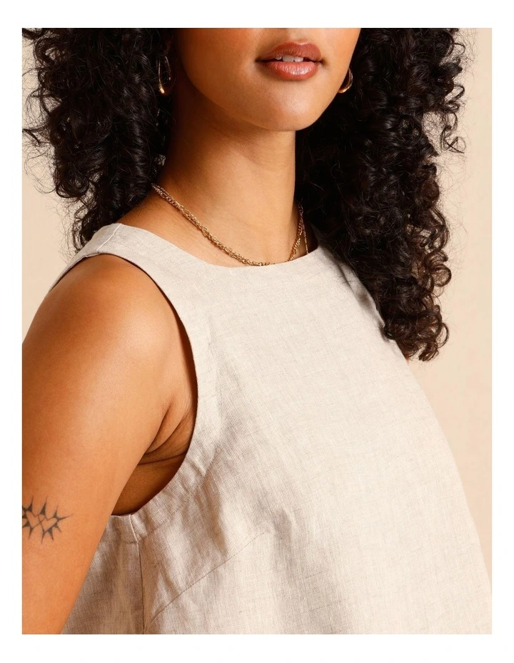 European Linen Square Neckline Top in Oatmeal image 5