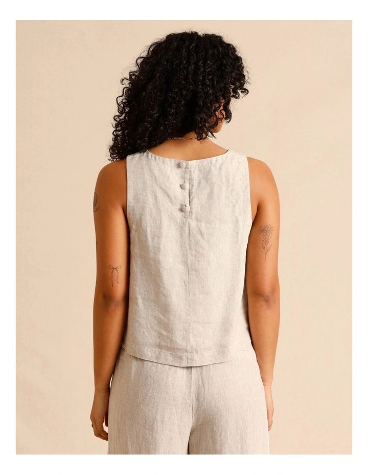 European Linen Square Neckline Top in Oatmeal image 6