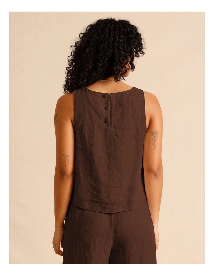 European Linen Square Neckline Top in Oatmeal image 6