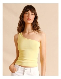 One Shoulder Knit Top in Lemon