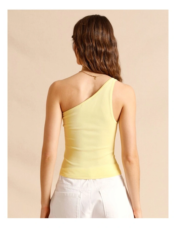 One Shoulder Knit Top in Lemon image 6