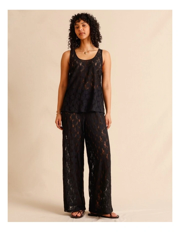 Sheer Lace Tank Top in Black image 6