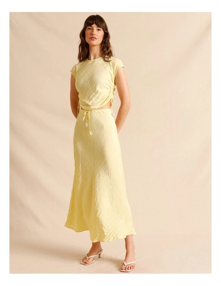Recycled Polyester Blend Crinkle Side Woven Top in Lemon image 4
