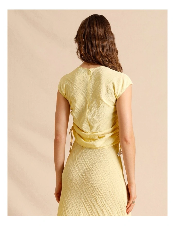 Recycled Polyester Blend Crinkle Side Woven Top in Lemon image 6