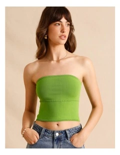 Strapless Knit Top in Green