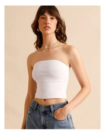 Strapless Knit Top in White