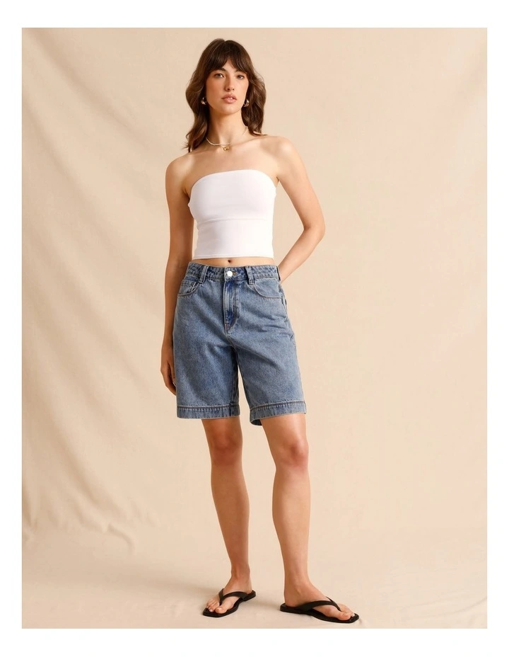 Strapless Knit Top in White image 2