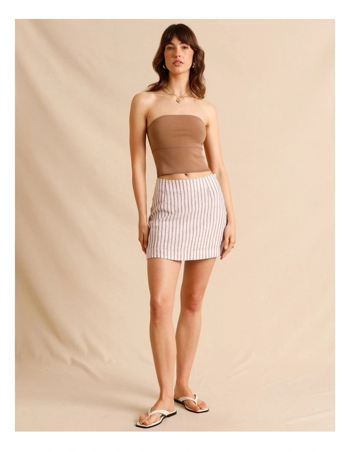 Strapless Knit Top in Brown image 4