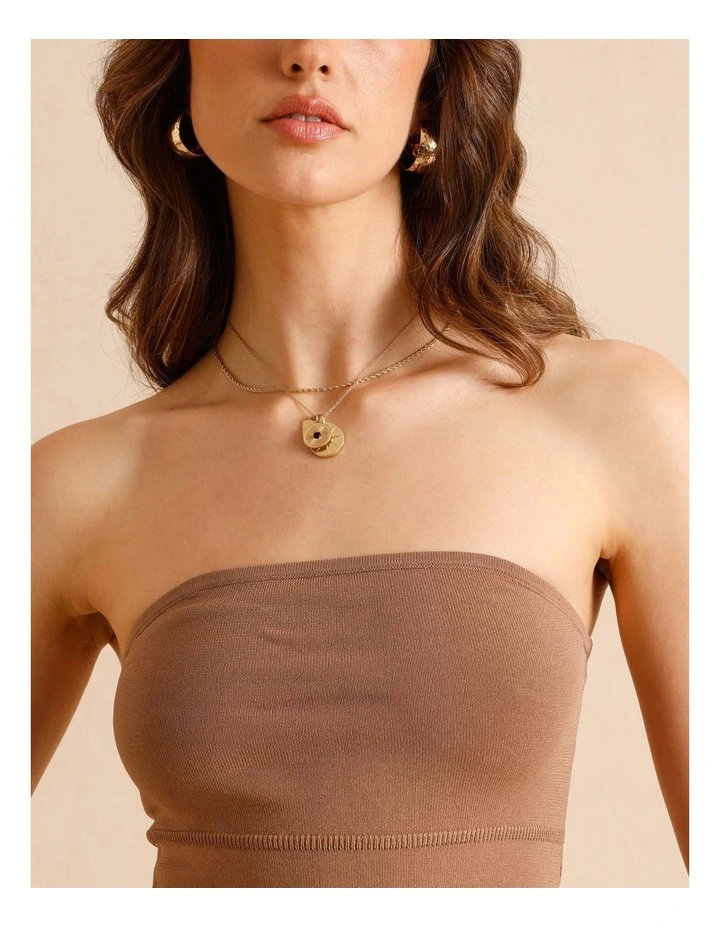 Strapless Knit Top in Brown image 6