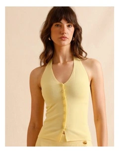 Halter Knit Top in Lemon