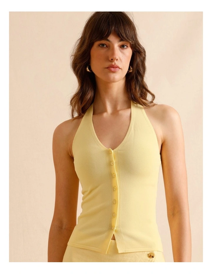 Halter Knit Top in Lemon image 1