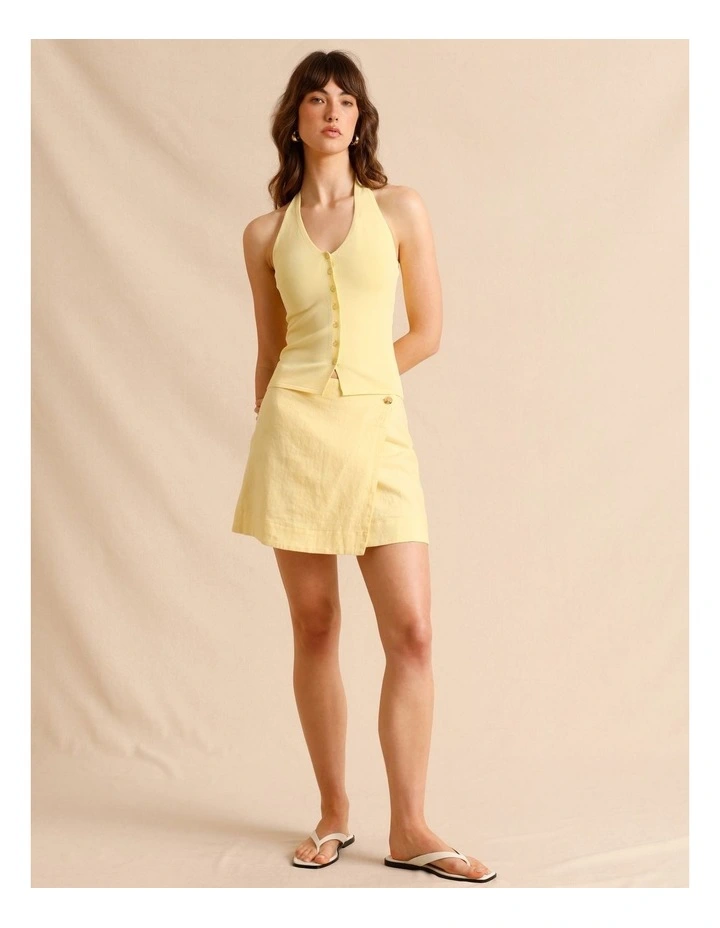 Halter Knit Top in Lemon image 2
