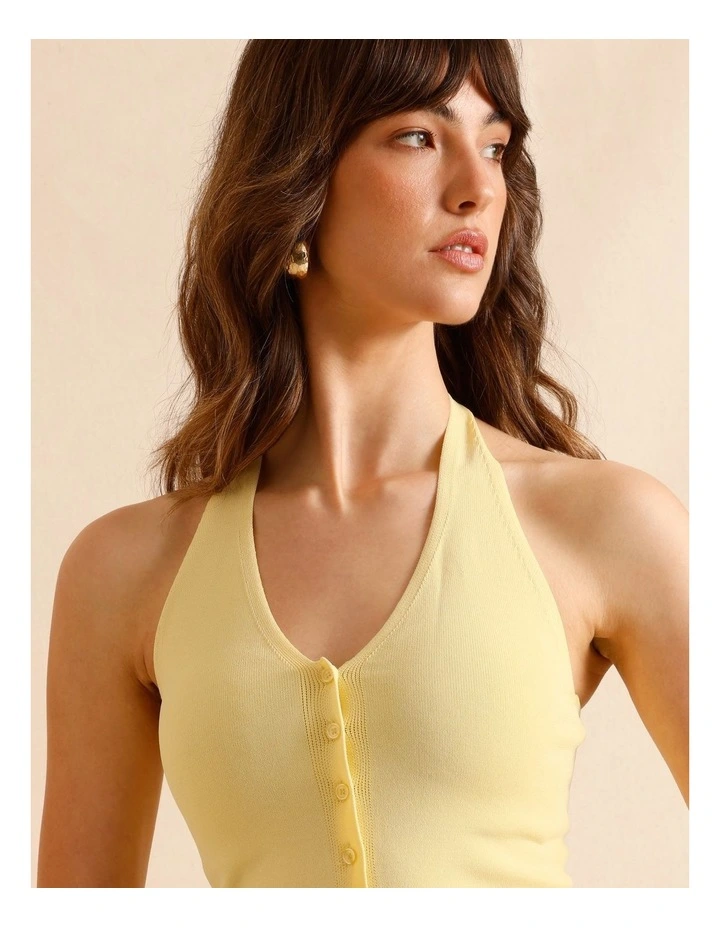 Halter Knit Top in Lemon image 4