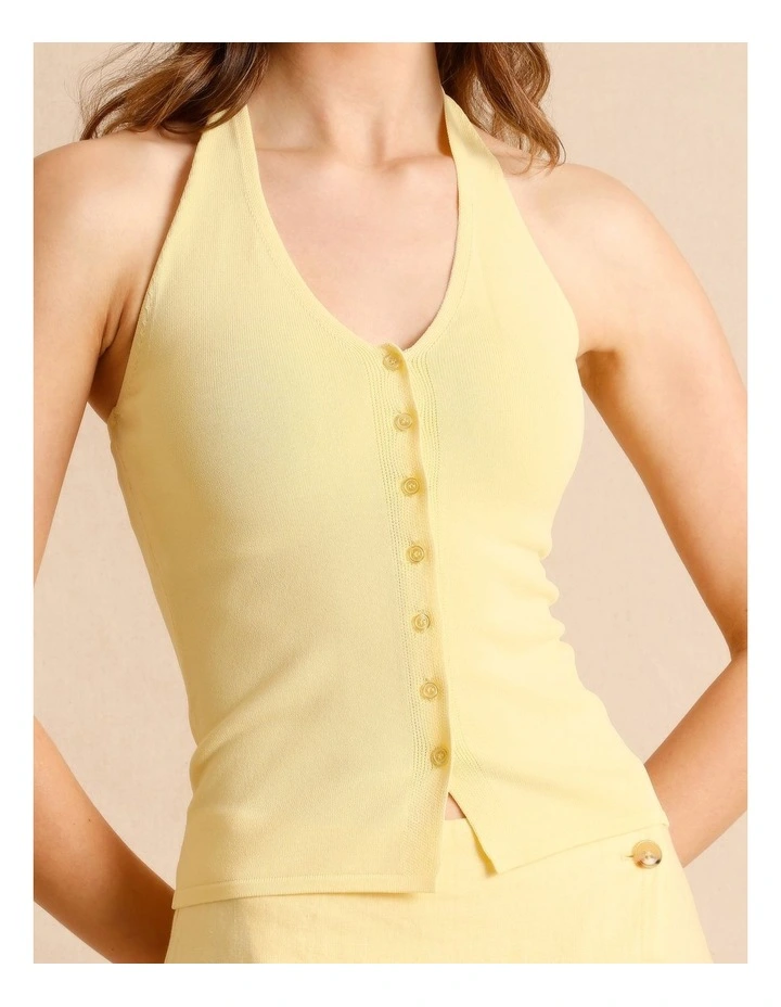 Halter Knit Top in Lemon image 6