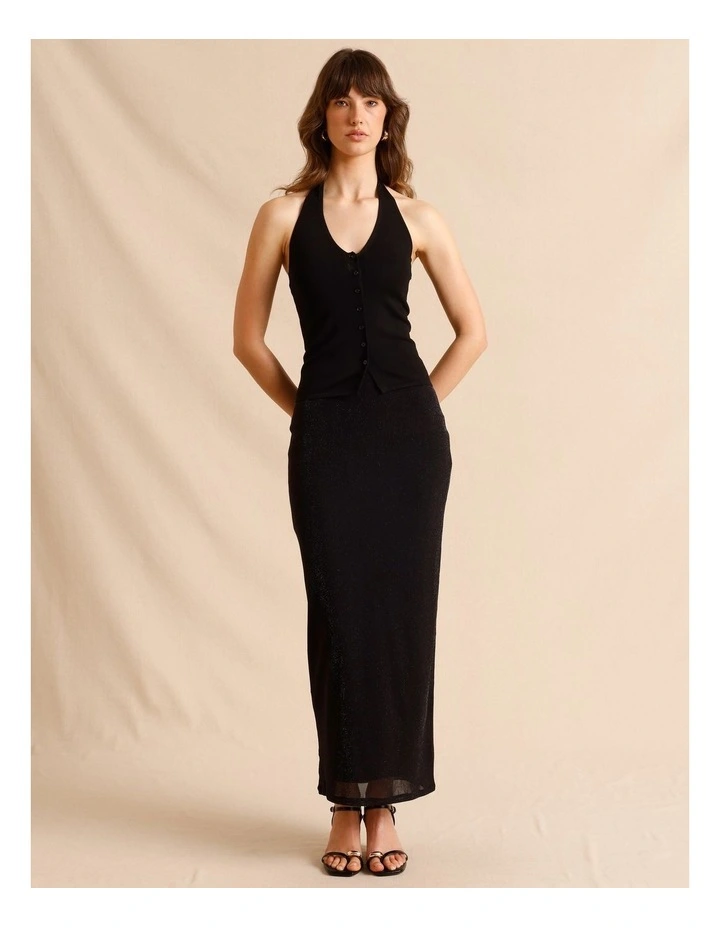 Halter Knit Top in Black image 3