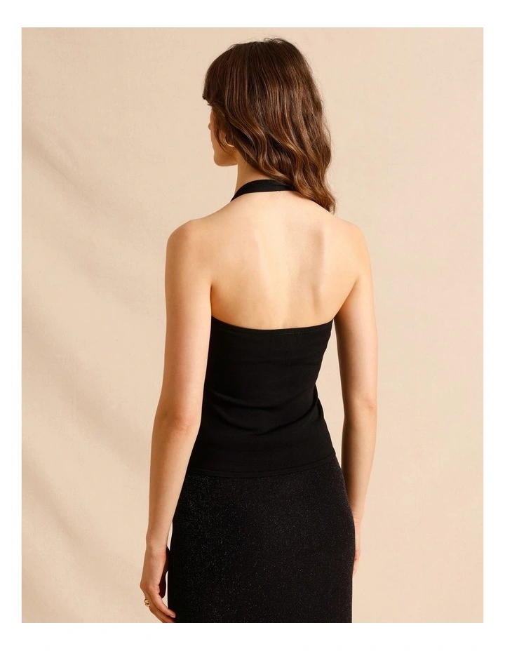 Halter Knit Top in Black image 5