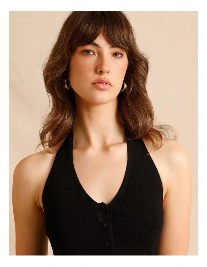 Halter Knit Top in Black image 6