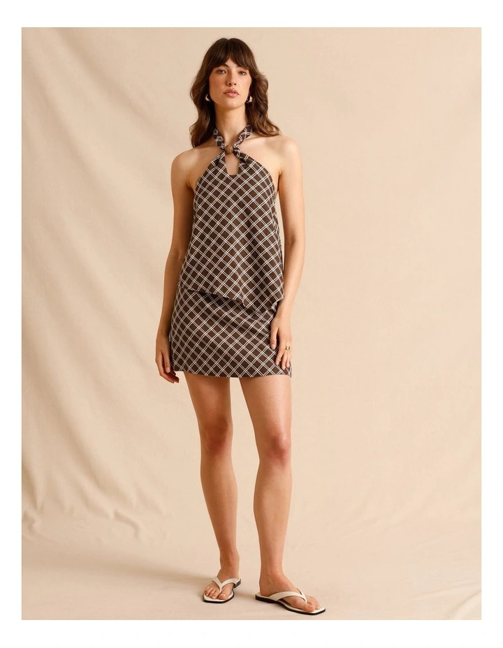 European Linen Halter Top in Chocolate image 3