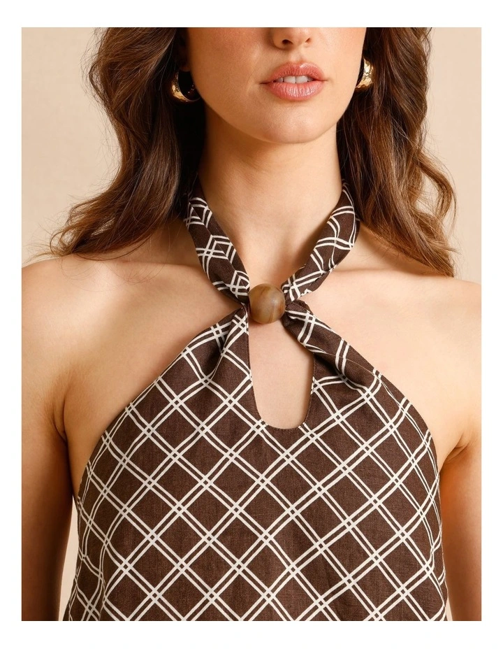 European Linen Halter Top in Chocolate image 5