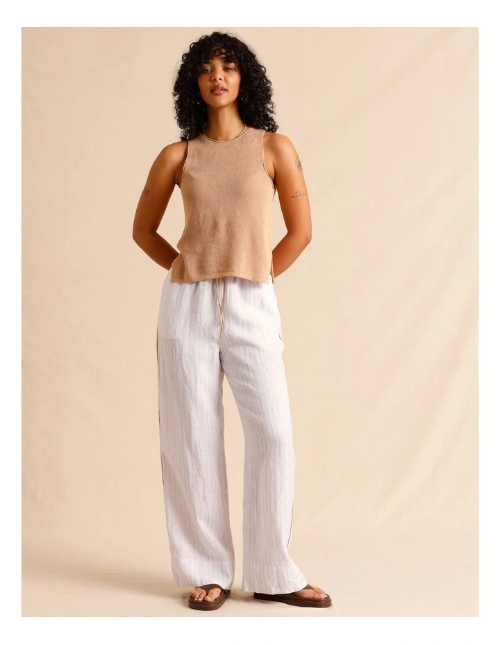 Linen Blend Knit Tank in Sand image 2