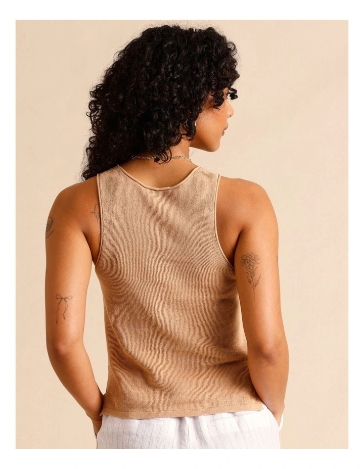 Linen Blend Knit Tank in Sand image 6