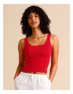 Knit Tank Top in Raspberry