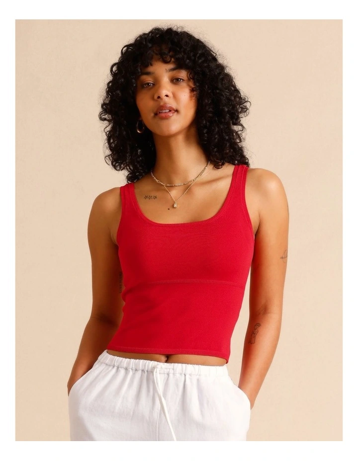 Knit Tank Top in Raspberry image 1
