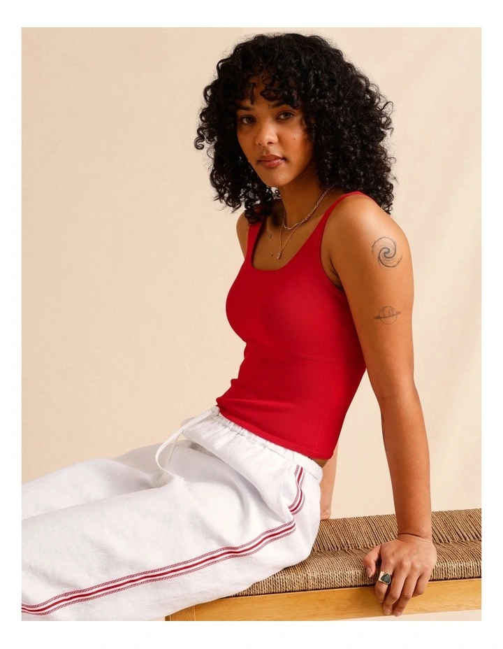 Knit Tank Top in Raspberry image 3