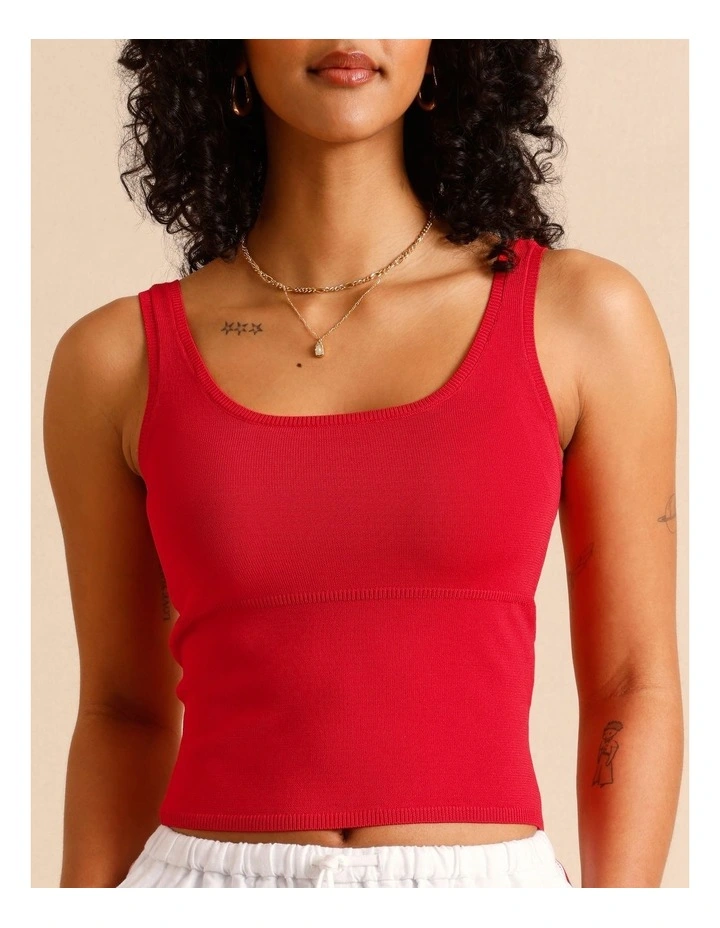 Knit Tank Top in Raspberry image 5