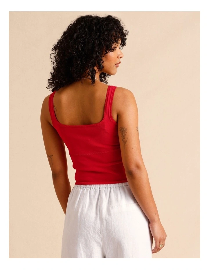 Knit Tank Top in Raspberry image 6