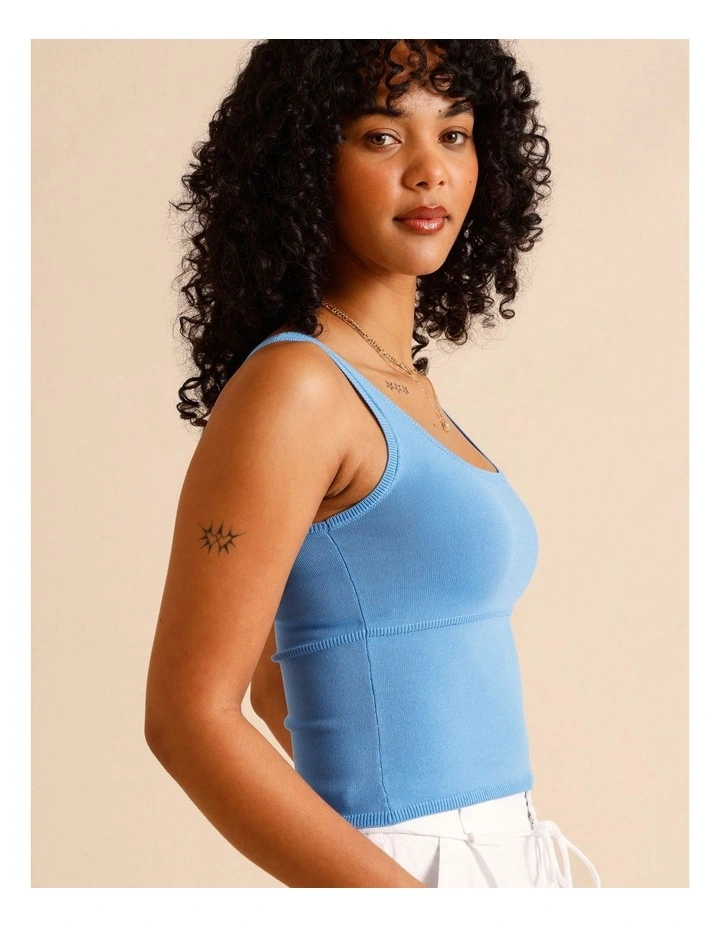 Knit Tank Top in Blue image 3