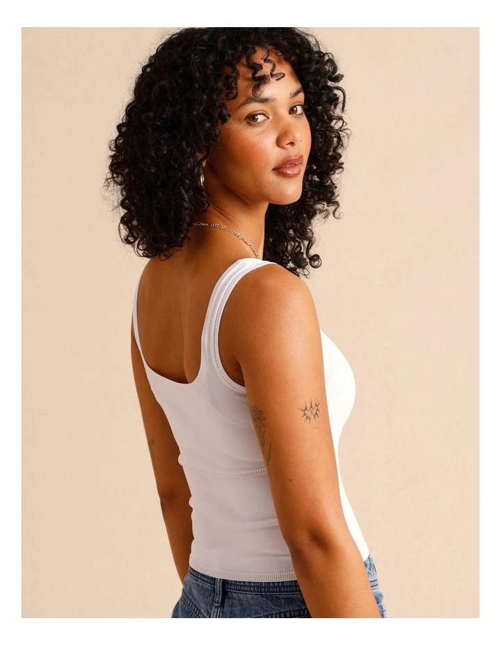 Knit Tank Top in White image 2