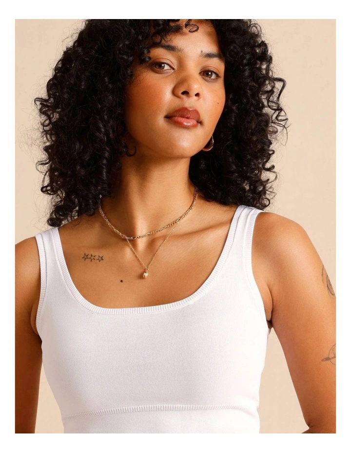 Knit Tank Top in White image 4
