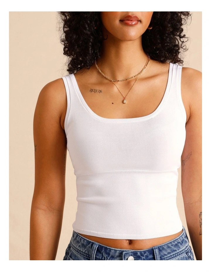 Knit Tank Top in White image 5