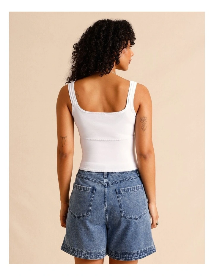 Knit Tank Top in White image 6