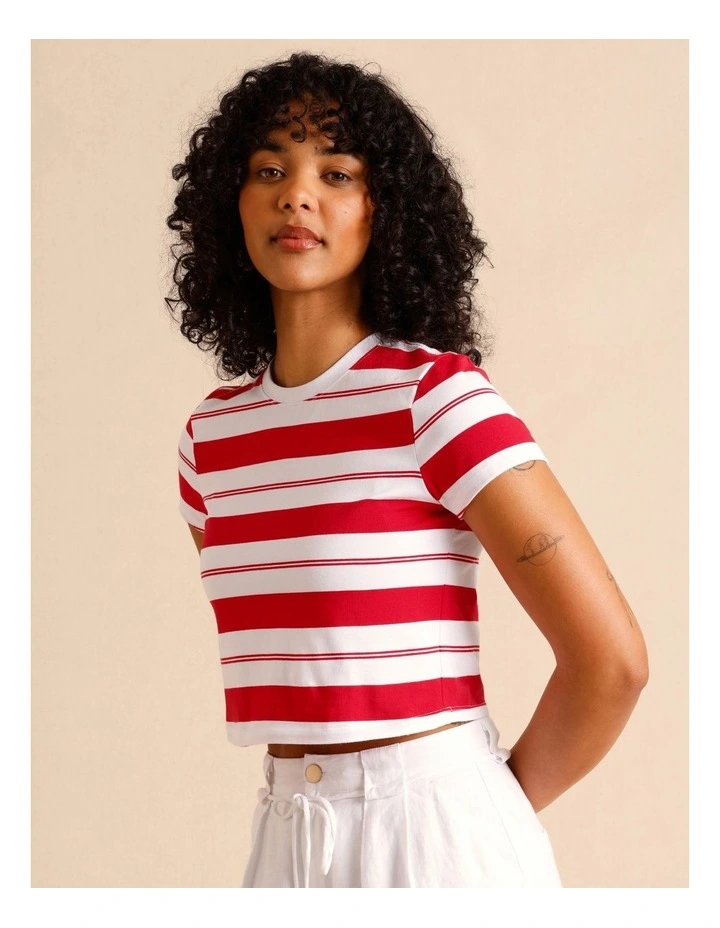 Organic Cotton Cropped Baby Tee in Raspberry image 1