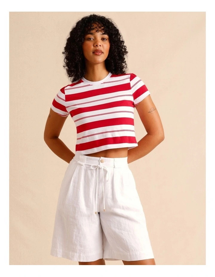 Organic Cotton Cropped Baby Tee in Raspberry image 3