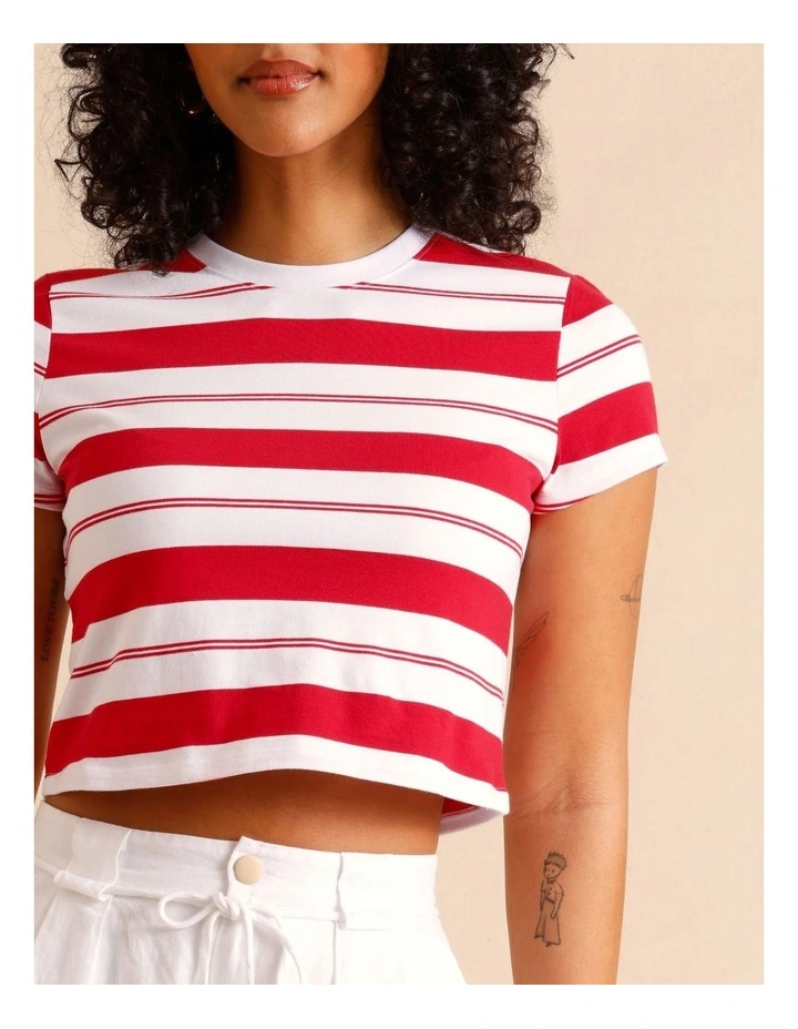Organic Cotton Cropped Baby Tee in Raspberry image 4