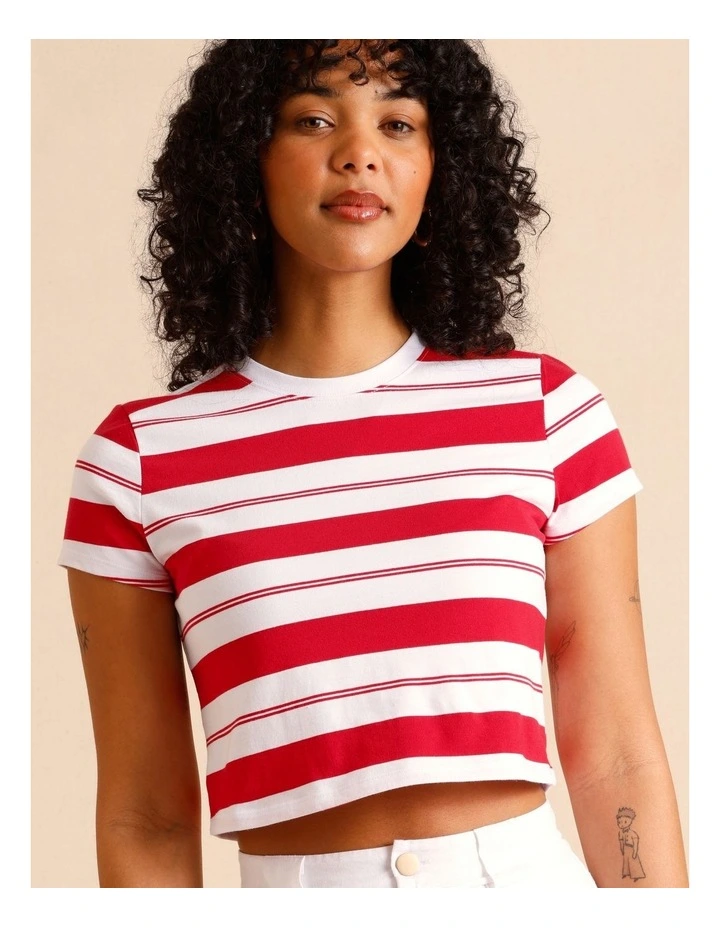 Organic Cotton Cropped Baby Tee in Raspberry image 5