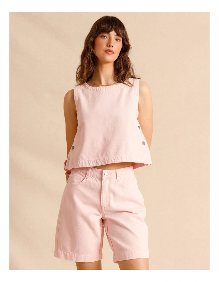 Recycled Cotton Blend Twill Tank in Light Pink image 2