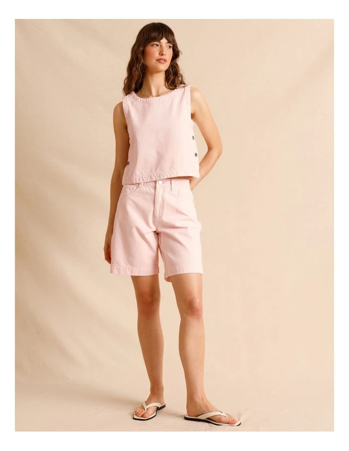 Recycled Cotton Blend Twill Tank in Light Pink image 3