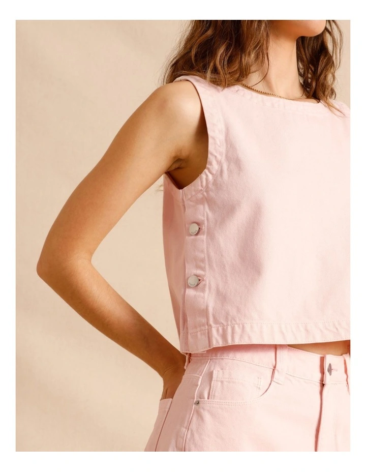 Recycled Cotton Blend Twill Tank in Light Pink image 4