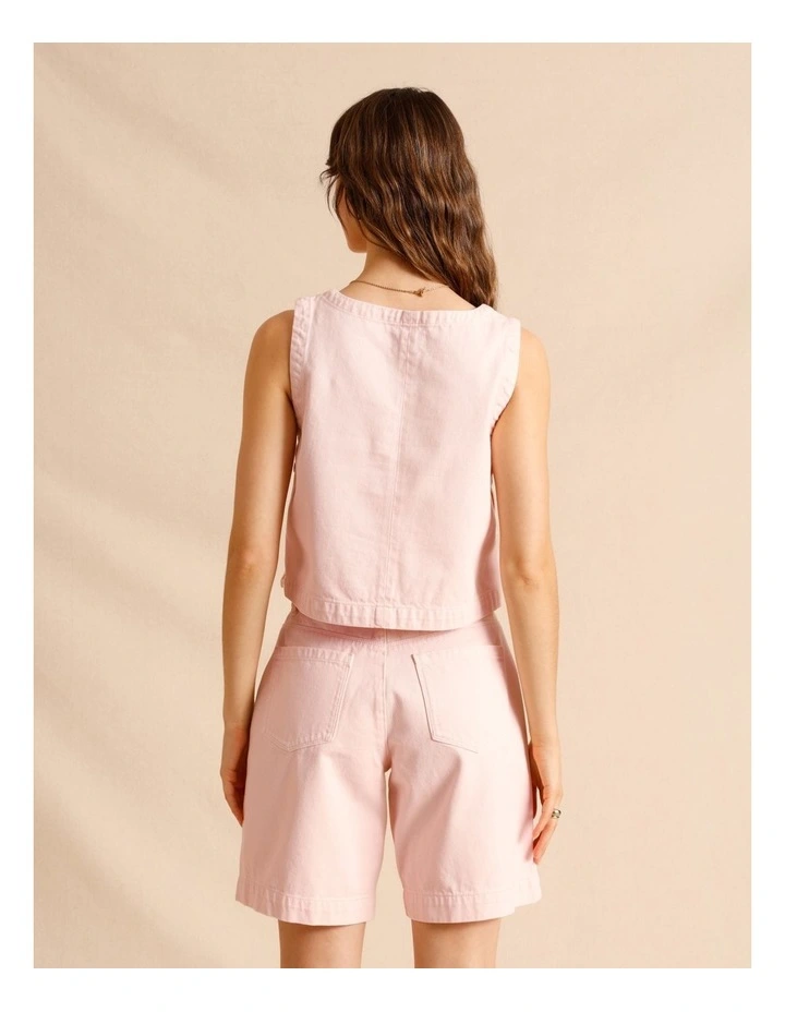 Recycled Cotton Blend Twill Tank in Light Pink image 5